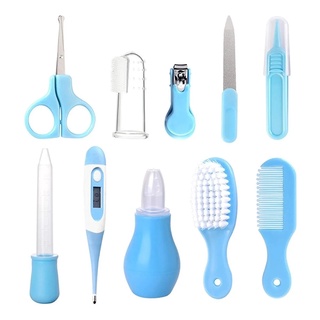 Kit para bebé, cepillo termómetro aspirador nasal cortaúñas gotero cepillo de dientes recién nacido plato silicona (1)