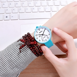 Reloj de gelatina de Color caramelo moda Simple tendencia Casual Color caramelo Jelly relojes (4)