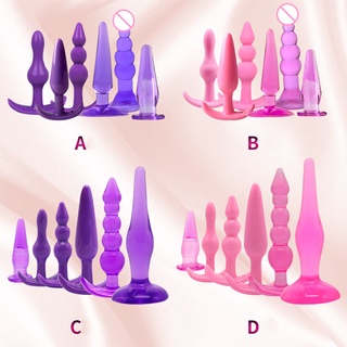 as 6Pcs Women Men Silicone Anal Beads Butt Plug Adult Sex Toy Prostate Massager