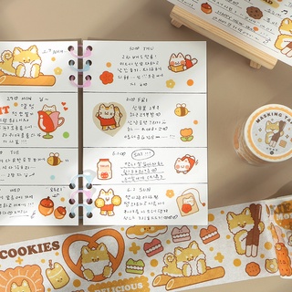 Cuenta de mano feliz ocupada y cinta de papel sal lindo conejo de dibujos animados Shiba Inu oso cuenta de mano diy pegatina decoración (4)