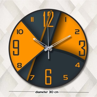 Reloj de pared de carácter decorativo de madera minimalista naranja negro
