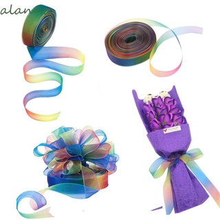 alanna 50 yardas de organza cinta hecha a mano decoración de boda cinta de envoltura de navidad diy artesanía colorido arco iris para regalo de tarjeta de regalo caja de embalaje regalos arco iris