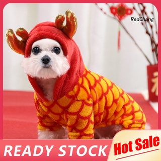 abrigo de franela para perro de diseño de dragón festivo, estilo año nuevo, traje de mascota de cuatro patas