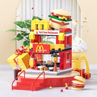 Juguetes de bloques lego City Street View Series modelo de construcción supermercado tienda de hamburguesas regalos para niños juego mental (1)