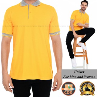 Cuello camisas/camisas de manga corta polo amarillo cuello MAS ceniza hombres mujeres