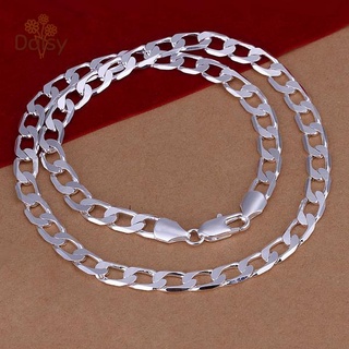 nueva joyería de moda de plata de ley 925 8 mm collar lateral plano para unisex hombre mujeres regalo