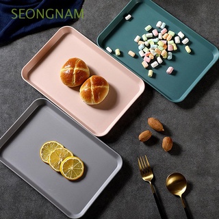 seongnam - bandeja de almacenamiento creativa de plástico para aperitivos, platos de cena, rectangular, pastel de cocina, multifunción, postre, fruta, organizador multicolor