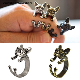 [dnts] anillos de envoltura de animales vintage francés bulldog regalo para mujeres y hombres joyería de moda fgd