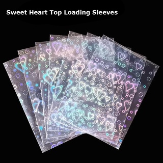 50pcs Heart Photocard Sleeves Toploader Protector Unseal Inner Sleeves Laser Card Sleeve Holographic Film (7)
