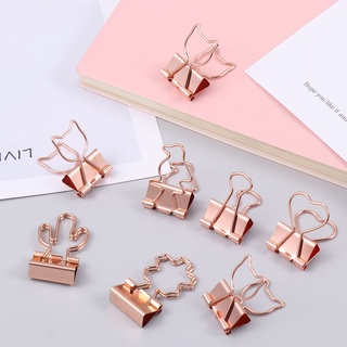 GLORIOUS1 30pcs New Paper Clip Mini Metal Binder Clips Book Cat Heart Cactus Stationery File High Quality Office Supplies (4)