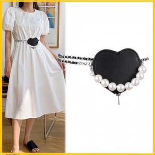 [disponible en inventario] mini bolsa de cintura 2021/bolsa de corazón con cadena de perlas en forma de corazón/bolsa pequeña de metal tejida en forma de corazón