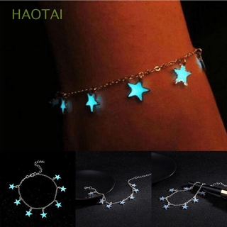 Pentagram Anklet Luminous Anklet Fluorescence Jewelry Star Ankle Blue Tassel Barefoot Beach Foot Accessories Foot Chain (1)