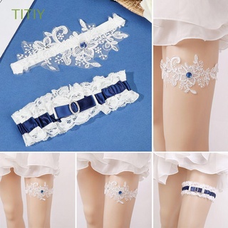 TITIY regalos ligas de boda elegante novia liguero de encaje blanco mujeres niñas liguero de diamantes de imitación estiramiento
