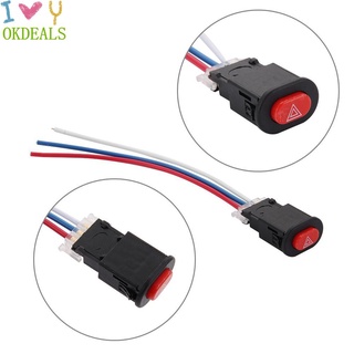 OKDEALS New Hazard Light Switch Electrical System w/3 Wires Lock Warning Flasher Parts Controls Motorcycle Accessories Hot Emergency Signal
