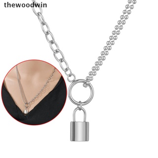 thewoodwin collar con colgante de candado de acero inoxidable para hombre y mujer joyería regalo punk.