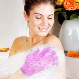 1 guante exfoliante de espuma de Color aleatorio para masaje de ducha, cepillo de limpieza de poliéster exfoliante, guantes de lavado, exfoliante corporal, piel muerta, guante removedor de células (5)