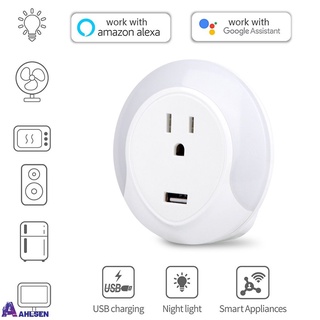 dreampoem Tuya Smart Life WiFi Socket Con Luz De Noche LED Enchufe Inteligente Remoto Control De Voz Para Alexa Google Home (1)