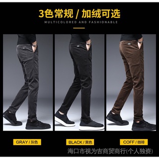 Marrón Pana Pantalones De Los Hombres Otoño Invierno 2019 Nuevo Estilo De Moda Cepillado Engrosado Casual (4)