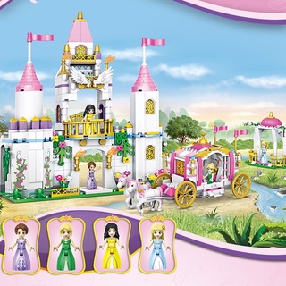 Lego princesa castle712PCS rosa fantasía castillo niña serie castillo pequeñas partículas bloques de construcción diy niños bloque de construcción juguete lego princesa castillo