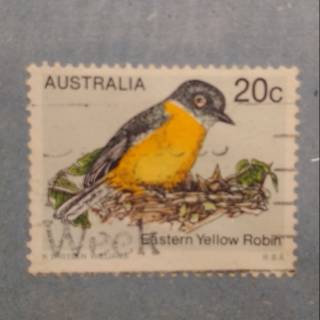 Australia yellow robin eastern Stamp 20c