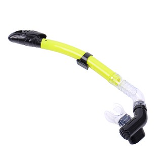 Silicona Snorkel boca seca completa natación Snorkel submarino deportes equipo de buceo amarillo (5)
