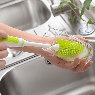 Tpr cepillo limpiador de botellas de vidrio profundo y fácil limpieza mango largo