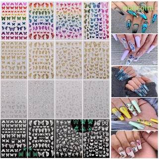 MALCOLM1 para mujeres niña DIY decoración de uñas colorido 3D manicura calcomanías mariposa uñas arte pegatina de diseño mixto láser holográfico acrílico autoadhesivo luminoso uñas pegatinas