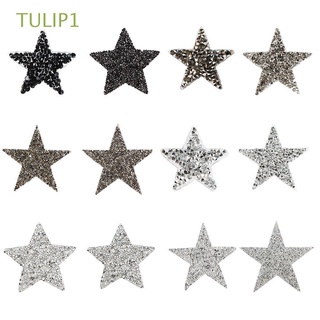TULIP1 High Quality Rhinestone Patches DIY Crafts Pentagram Sticker Clothing Accessories New Star Motifs Thermal Transfer Garment Decoration Multiple Sizes Hotfix/Multicolor