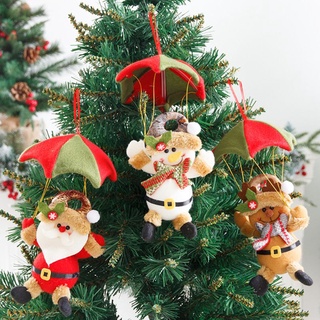 BBkiss 3 Unids/set Decoraciones De Árbol De Navidad Paracaídas Santa Claus Muñeco De Nieve Colgante Adornos Regalo De Niños (6)