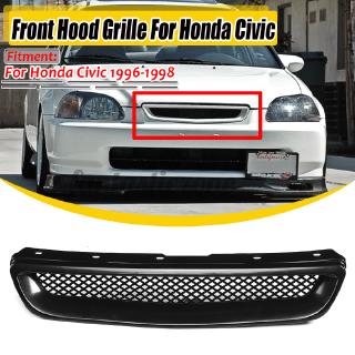For Honda Civic 96-98 EK CX DX EX HX LX R Black Mesh ABS Front Hood Grill Grille (1)