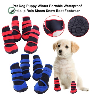 Venta caliente| mascota perro cachorro invierno portátil impermeable antideslizante zapatos de lluvia botas de nieve calzado