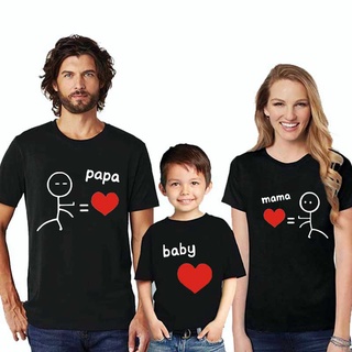 Divertido diseño creativo T-shirt familia coincidencia de ropa camiseta niño niña papá mamá verano negro Top