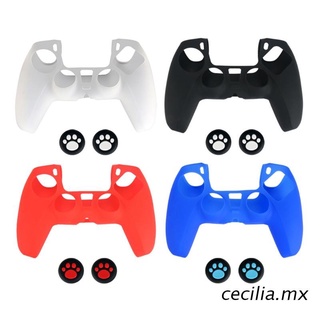 cecilia Silicone Case Skin Protective Cover Cat Paw Joystick Thumb Stick Grip Anti-Slip Cap for S-ony PlayStation PS5 Controller