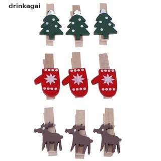 drinkagai 10 unids/set rojo navidad santa claus clips de madera mini papel fotográfico pin mx