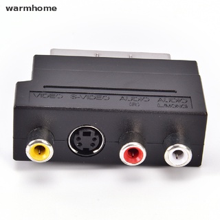 [warmhome]adaptador De SCART bloque AV a 3 RCA Phono compuesto S-Video con interruptor de entrada/salida dorado caliente (6)
