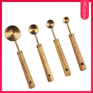 [good] juego de tazas y cucharas medidoras de mango de madera tazas medidoras y cucharas medidoras de metal juego de cocina para