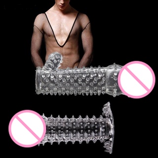Reutilizable cubierta completa del pene manga anillo Delay elasticidad condones para sexo adulto hombres (3)