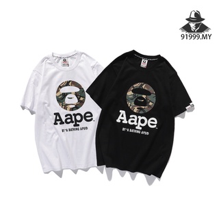 Nuevo Original AAPE hombres y mujeres básico mono logotipo impreso camisetas de manga corta