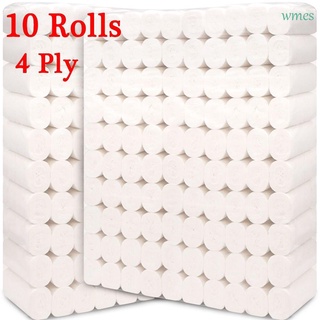 WMES1 10 rollos de papel higiénico suave toalla de baño de tejido de baño multiplegable hogar agradable a la piel cómoda toalla de papel de 4 capas