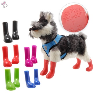 Lovely 4 pzas Bota De lluvia Para mascotas elásticas antideslizantes impermeables Para perros