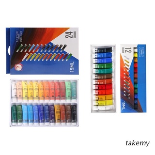 takemy 12/24 colores artista pinturas acrílicas 15ml tubos dibujo pintura pigmento pintado a mano pintura de pared diy