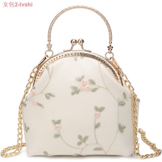 Vintage encaje boca oro bolsa hecha a mano mujer bolsa fresca y dulce cheongsam bolsa simple hombro mensajero bordado bolso pequeño