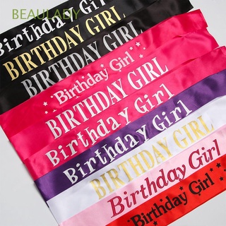 BEAULADY Fashion Birthday Girl Party Decoration Shoulder Girdle Satin Sash Glitter Happy Birthday Multicolor Gifts Ribbons