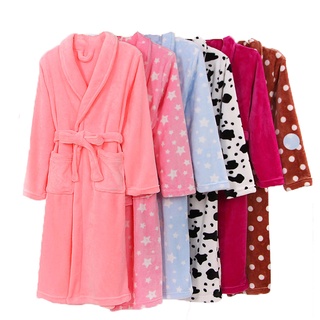 anchendi.mx mujeres puntos estrella impresión cálida franela de manga larga bata de baño bata de vestir ropa de dormir (3)