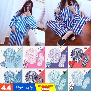 🔥Delivered within 24 hours🔥 Cute cartoon 2 piece pajamas long sleeve home wear pajamas#Spot hot sale