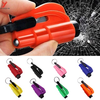 【YEEXISHOP】 Car Safety Hammer Spring Type Escape Hammer Window Breaker Punch Seat Belt Cutter Hammer Key Chain (3)