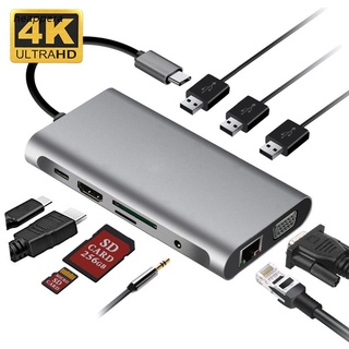 hea USB HUB Docking Station Type C Adapter USB 3.0 4K HDMI-compatible VGA RJ45 10