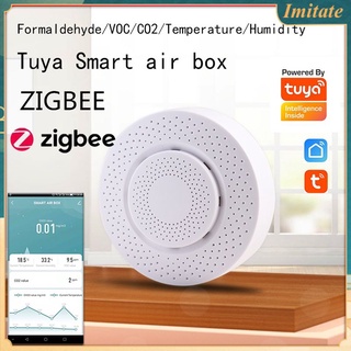 tuya zigbee 3.0 smart air box formaldehído:voc, dióxido de carbono, temperatura, sensor de humedad, automatización, detector de alarma, imitar