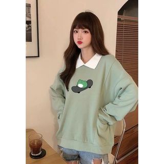 Rana Skate suéter Crowncek Oblong moda estilo coreano mujeres adolescentes