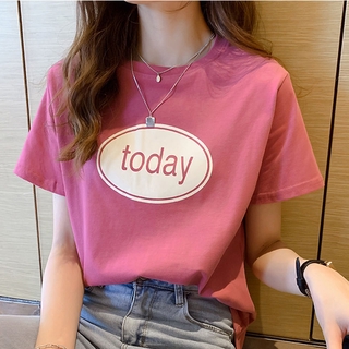 las mujeres camisas de cuello redondo camisetas de manga corta camisetas de impresión de letras camisetas